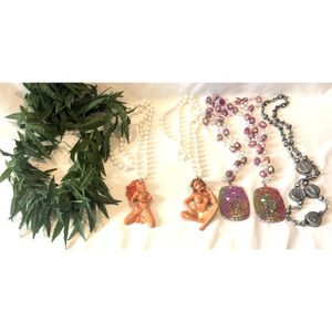 Vintage Set 6 Mardi Gras Beads Topless Woman Naughty Beer Cannabis NOLA